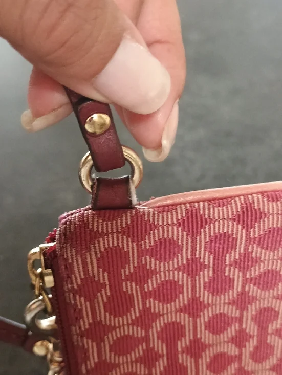 Coach Pink/Red Signature Wristlet - Picture 9 of 10